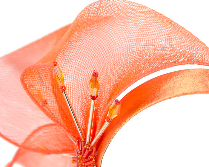 Bespoke orange flower headband by Cupids Millinery - Image 3