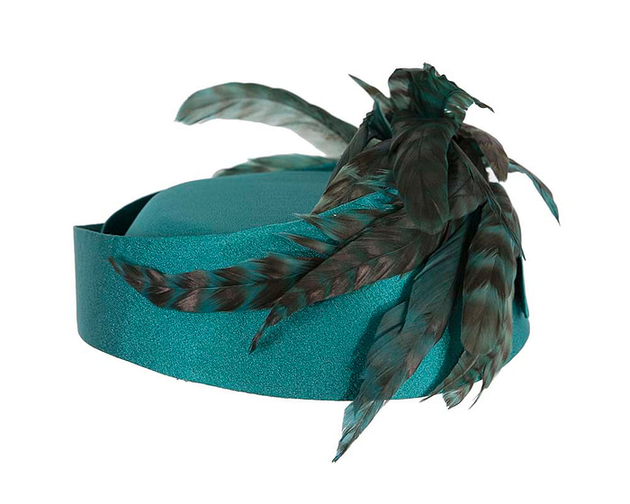 Bespoke teal green fascinator hat by Cupids Millinery - Image 6