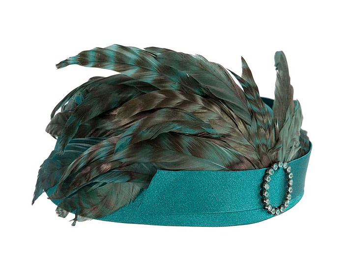 Bespoke teal green fascinator hat by Cupids Millinery - Image 4