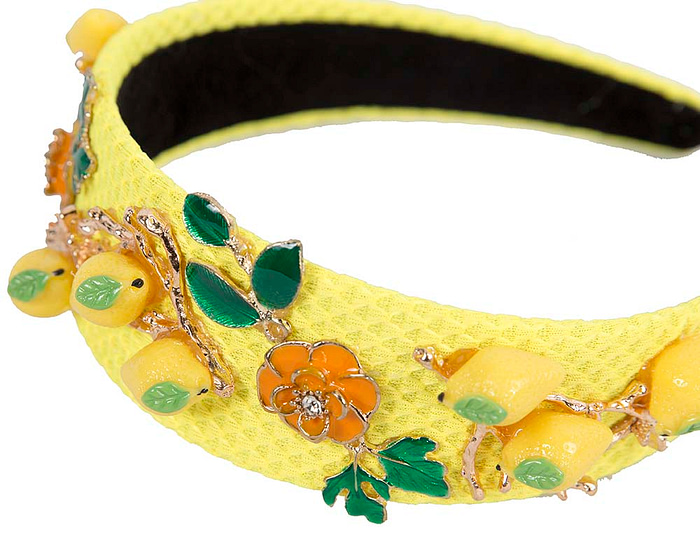 Yellow fascinator headband by Cupids Millinery - Image 3