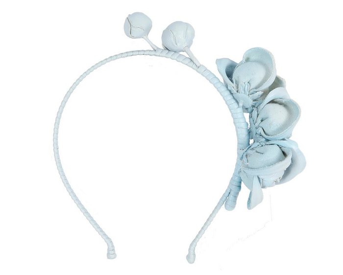 Light blue leather flowers headband by Max Alexander - Hats From OZ