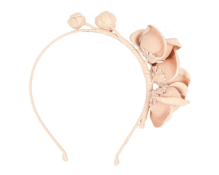 Nude leather flowers headband by Max Alexander - Hats From OZ