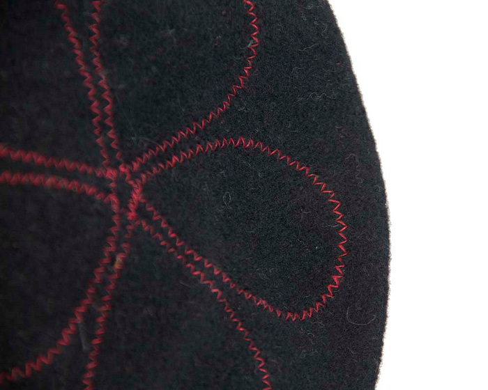 Black embroidered winter beret by Max Alexander - Image 3