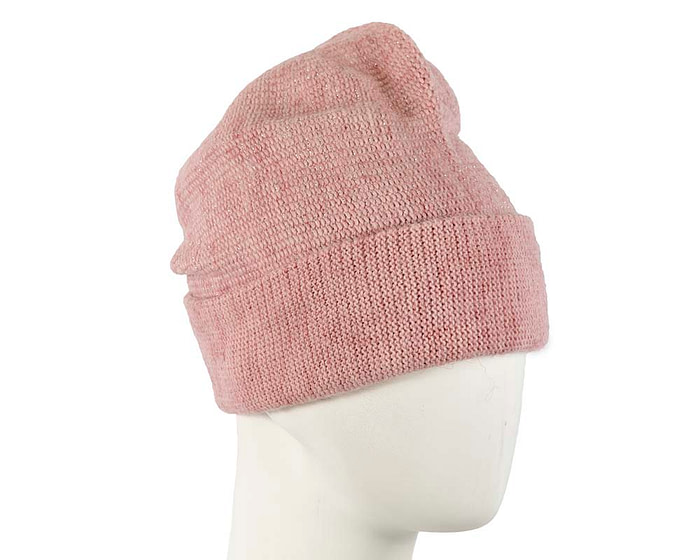 European made woven dusty pink beanie - Image 2