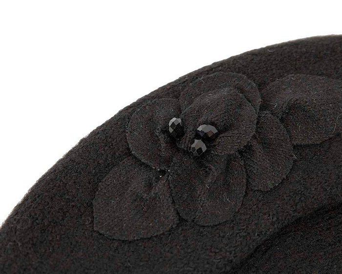 European made woven black beret - Image 3