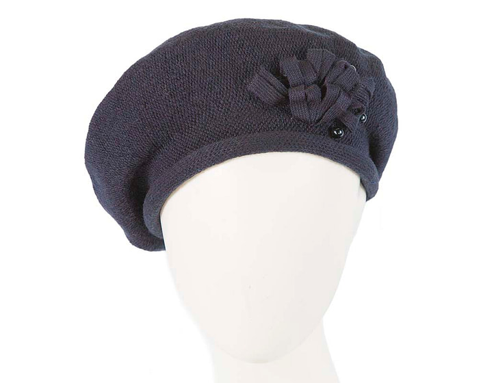 Woolen woven navy beret by Max Alexander