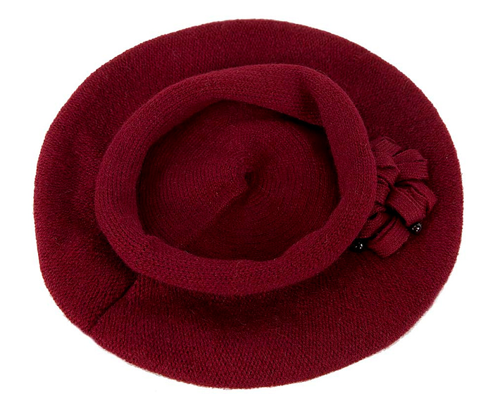 Woolen woven burgundy beret by Max Alexander - Image 2