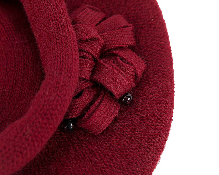 Woolen woven burgundy beret by Max Alexander - Image 3