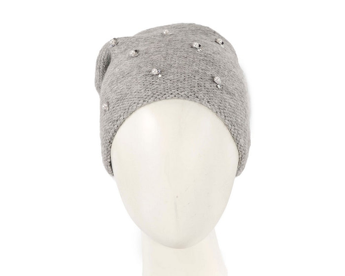 Warm European made woven light grey beanie