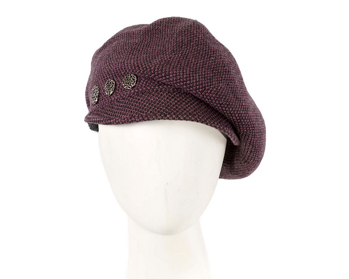 Warm burgundy wool winter fashion beret by Max Alexander