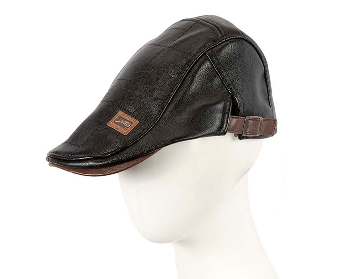 Black leather flat cap by Max Alexander M134