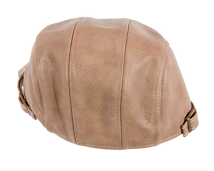 Beige leather flat cap by Max Alexander - Image 5