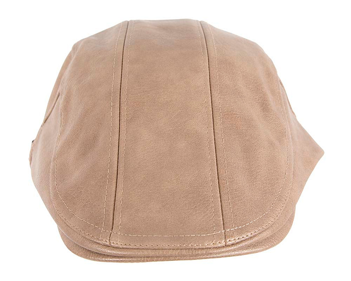 Beige leather flat cap by Max Alexander - Image 3