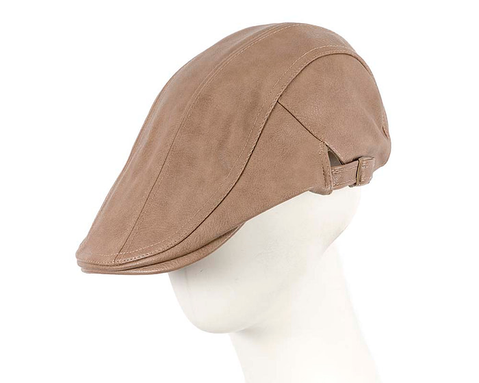 Beige leather flat cap by Max Alexander