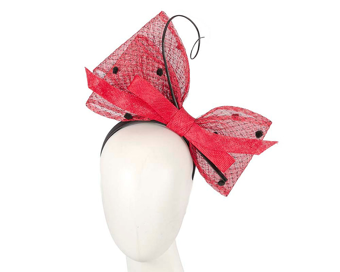 Red & Black sinamay bow fascinator by Max Alexander