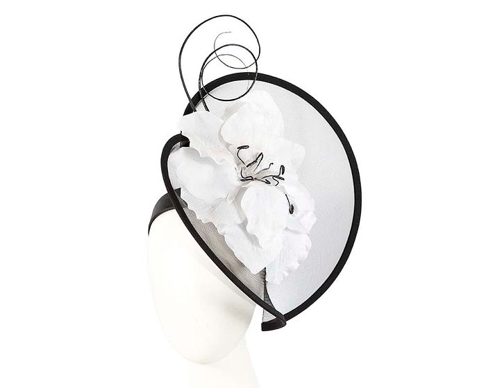 Large black & white flower heart fascinator