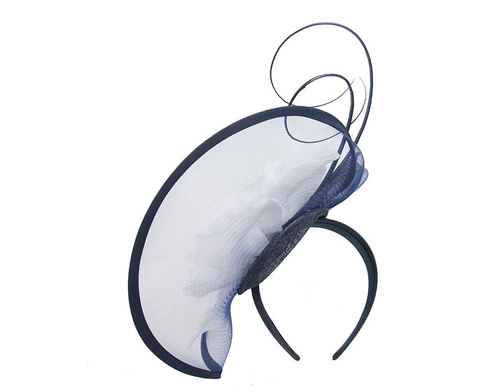 Large navy & white flower heart fascinator - Hats From OZ