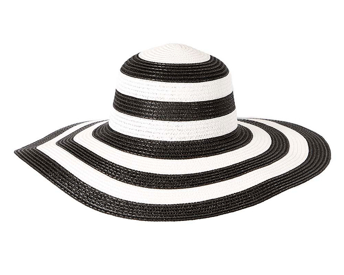 White and Black wide brimmed ladies summer beach hat - Image 2