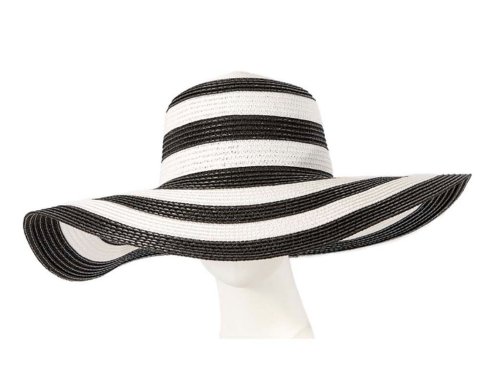 White and Black wide brimmed ladies summer beach hat