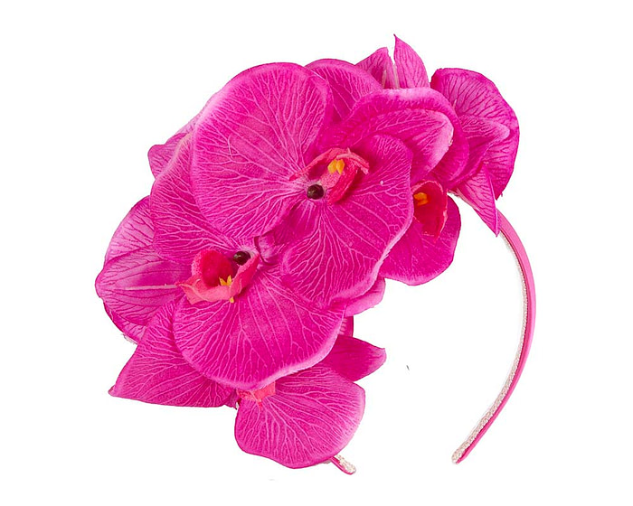 Bespoke fuchsia orchid flower headband by Fillies Collection CU391 - Image 2