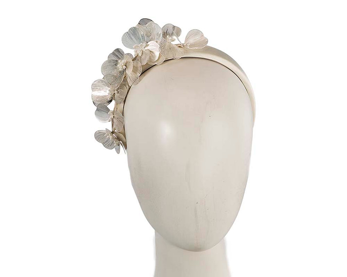 Exclusive white silver headband fascinator by Cupids Millinery