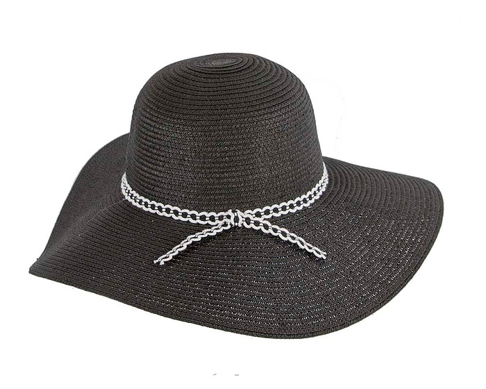 Wide brim black casual beach hat - Image 3