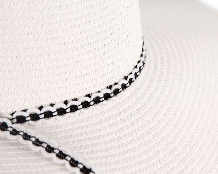 Wide brim white casual beach hat - Image 4