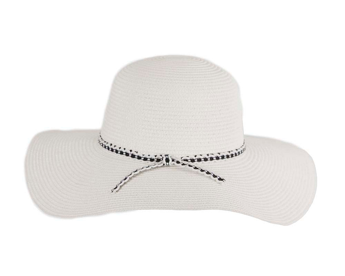 Wide brim white casual beach hat - Image 3