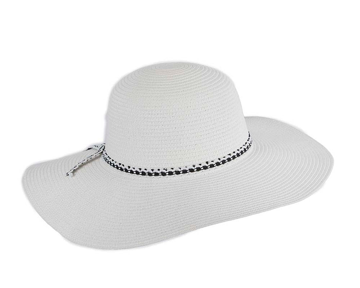 Wide brim white casual beach hat - Image 2