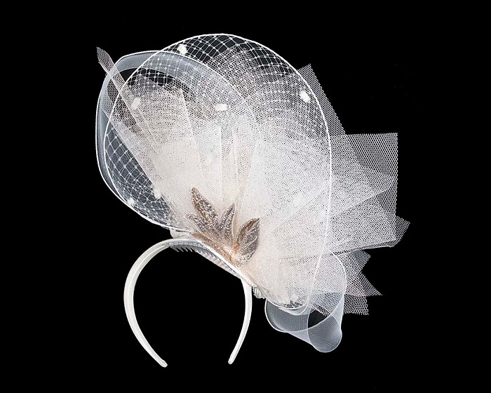 Bespoke cream fascinator by Cupids Millinery CU569 - Image 4