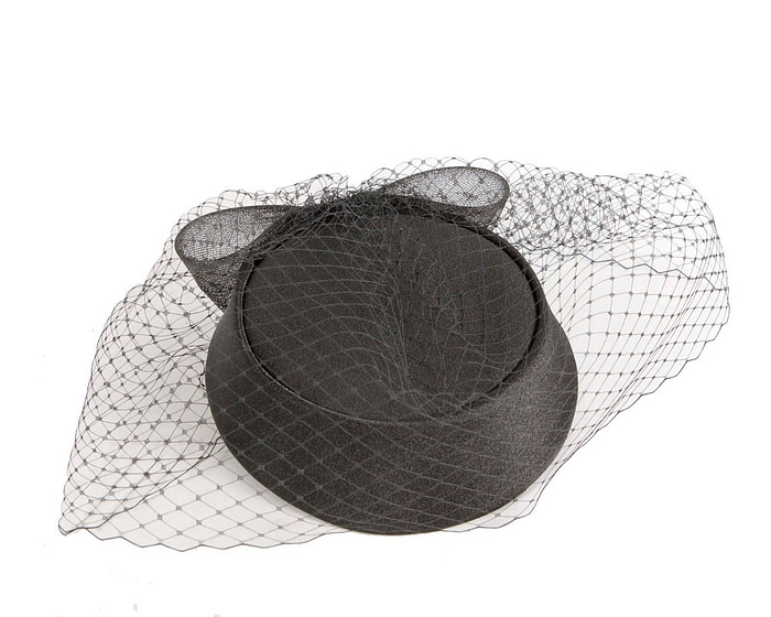 Custom made black pillbox hat with veil - Image 2