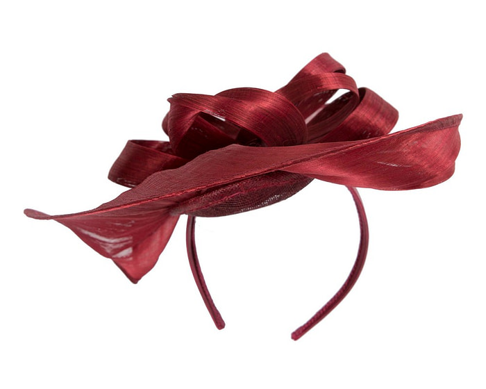 Large burgundy wine silk abaca heart fascinator - Image 6