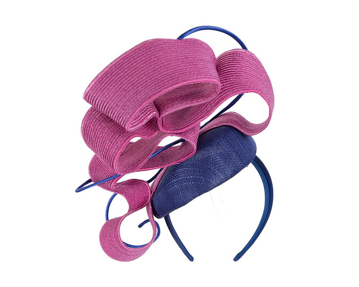 Royal Blue & Fuchsia designers racing fascinator by Fillies Collection - Image 5