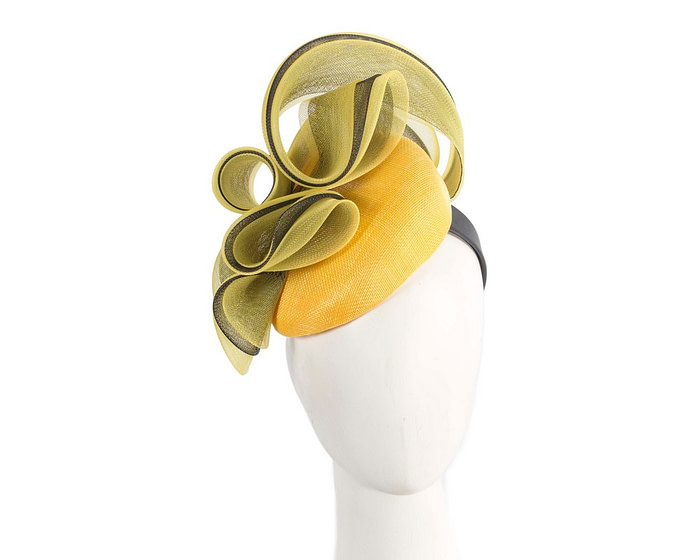 Dark Yellow & Black racing fascinator by Fillies Collection