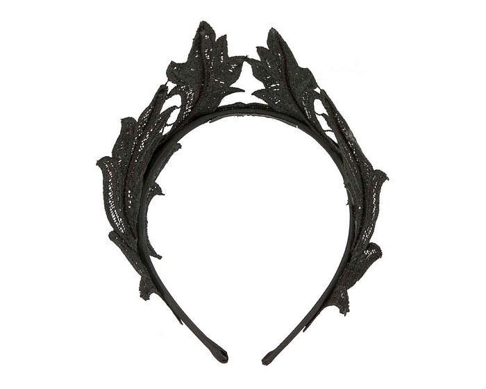 Black lace crown fascinator headband by Max Alexander MA793 - Image 4