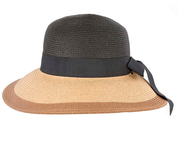 Black Tan Wide Brim Summer Hat - Image 4