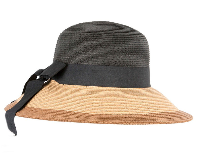 Black Tan Wide Brim Summer Hat - Image 3