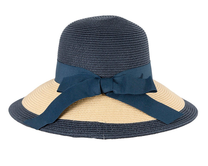 Navy Natural Wide Brim Summer Hat - Image 6