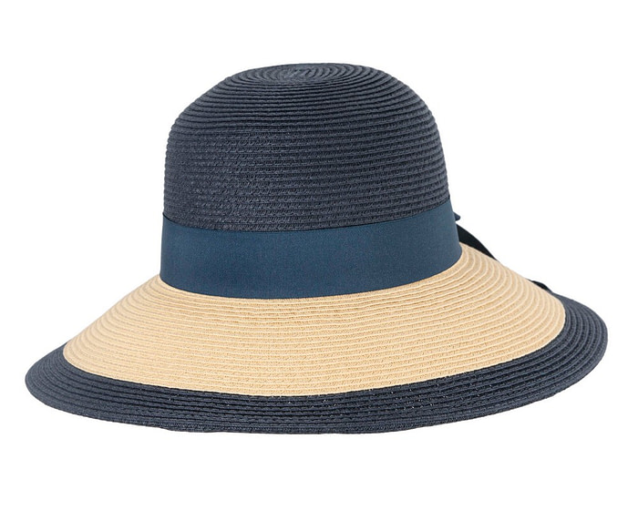 Navy Natural Wide Brim Summer Hat - Image 2