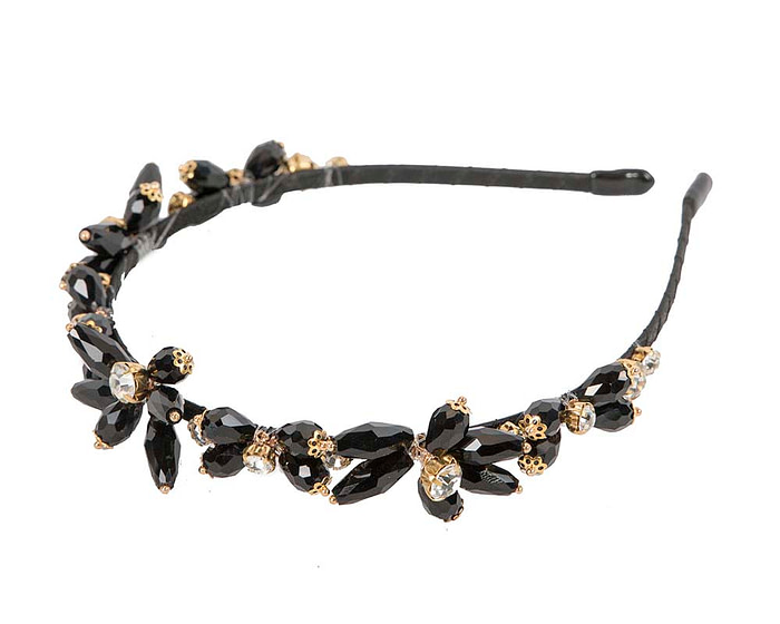 Petite black crystal headband fascinator CU575 - Image 2