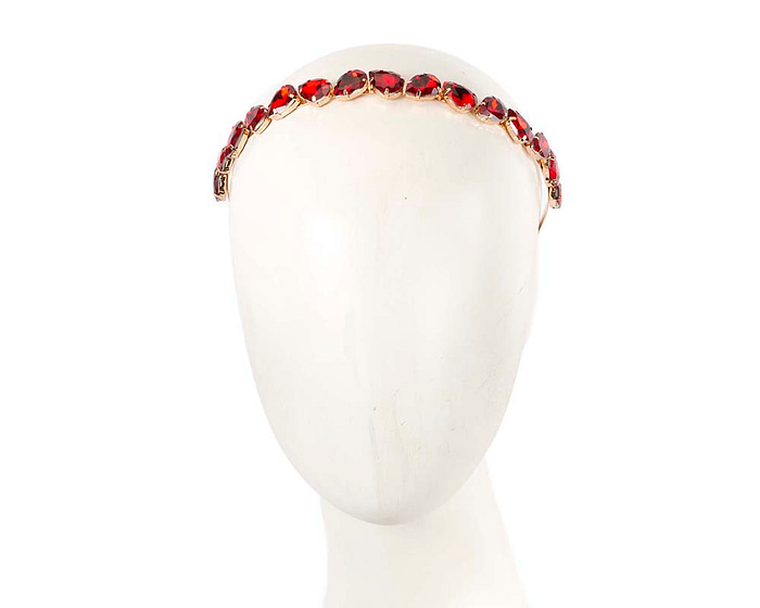 Petite red crystal headband fascinator CU576