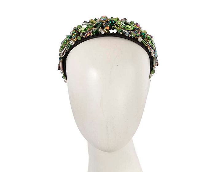 Green crystal headband by Cupids Millinery CU579