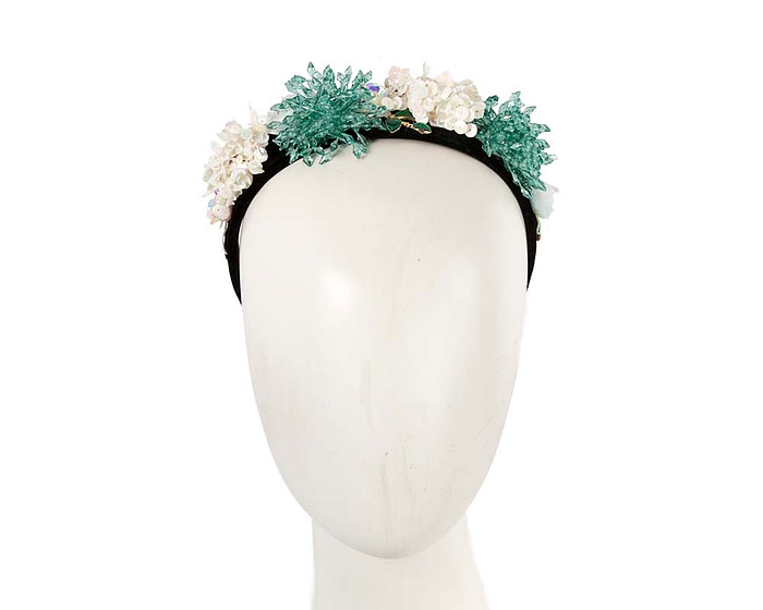 Cream & green headband by Cupids Millinery