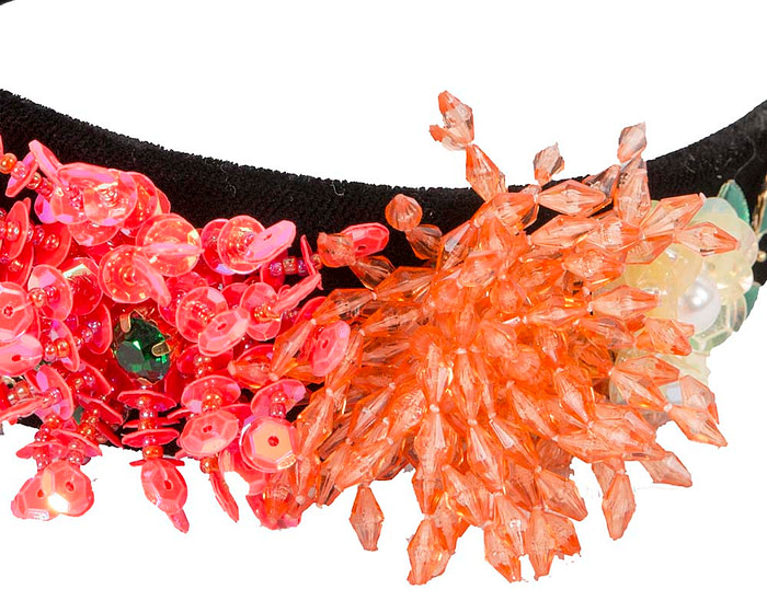 Coral & orange headband by Cupids Millinery - Image 3