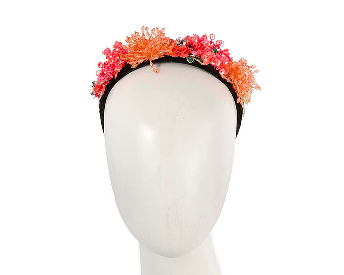 Coral & orange headband by Cupids Millinery