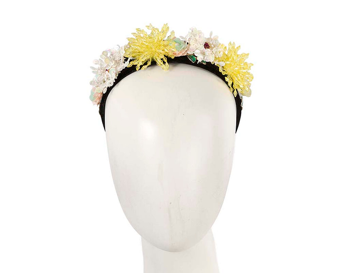 Cream & yellow headband by Cupids Millinery