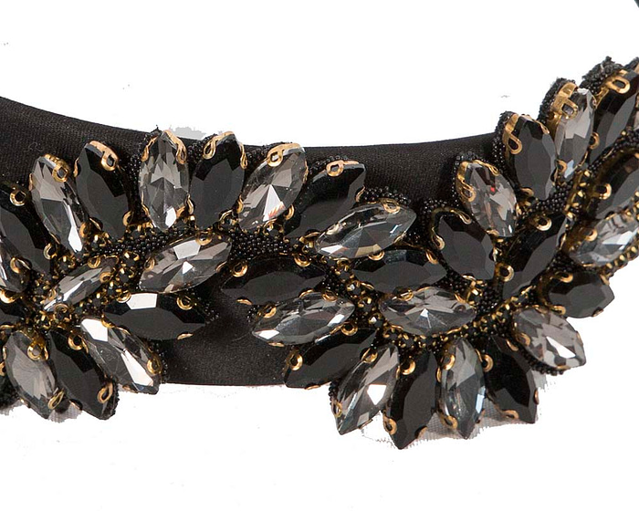 Black crystal headband by Cupids Millinery CU582 - Image 3