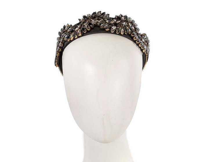 Black crystal headband by Cupids Millinery CU582