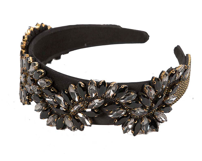 Black crystal headband by Cupids Millinery CU582 - Image 2