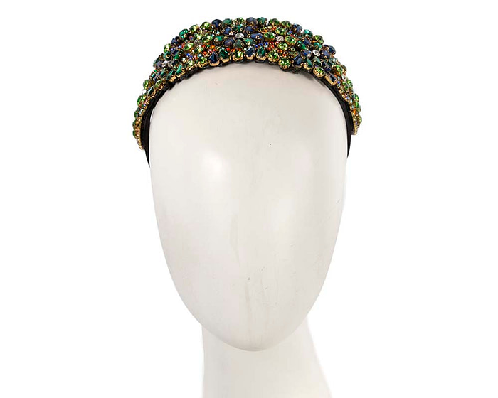 Green crystal headband by Cupids Millinery CU584